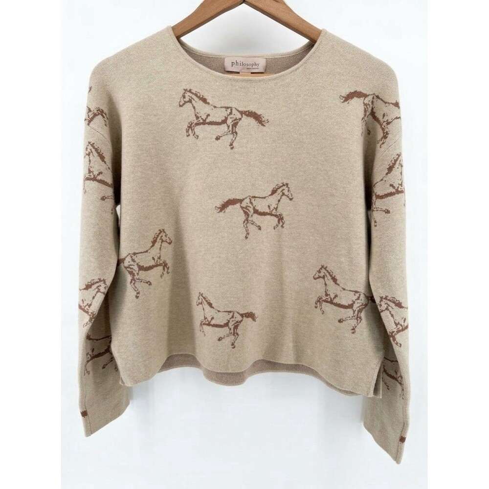 Philosophy Long Sleeve Crewneck Horse Knit Sweater - Woman's Size Medium